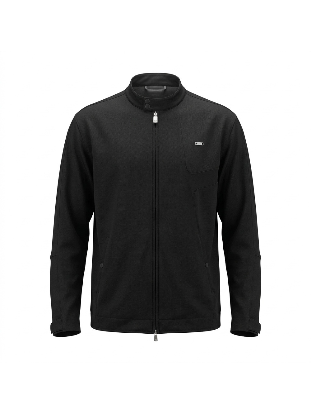 Jordan Black Full-Zip Jacket with Snap Collar and Chest Pocket